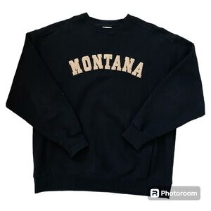Artisans Vintage Black Montana Felt Embroidered On Letters Sweatshirt Size XL